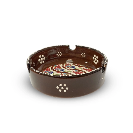 Popielniczka ceramiczna brązowa - turecki wzór kwiatowy