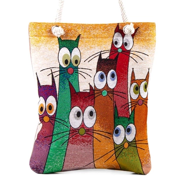 Gobelinowa torba z kocim motywem