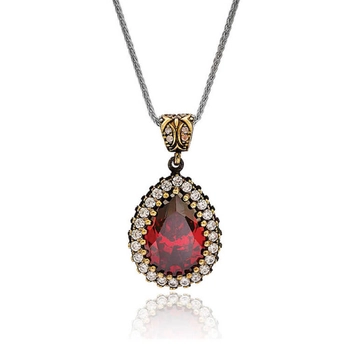 Klasyczny srebrny naszyjnik z granatem