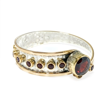 Bransoletka srebrna z okrągłym granatem - Wyprawa przez orient