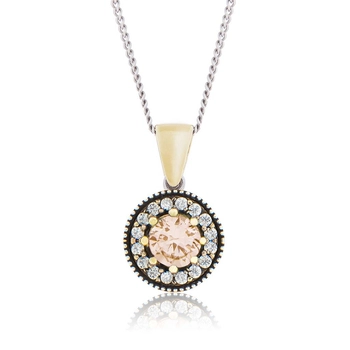 Okrągły srebrny naszyjnik z morganitem