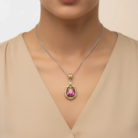 Naszyjnik srebrny z ametrynem i cyrkoniami