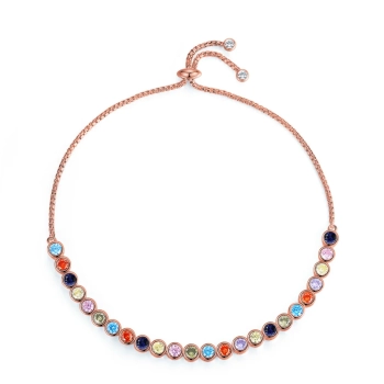 Srebrna bransoletka z kolorowymi cyrkoniami