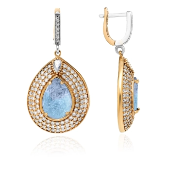 Srebrne kolczyki z niebieskim turmalinem paraiba w stylu ottomańskim