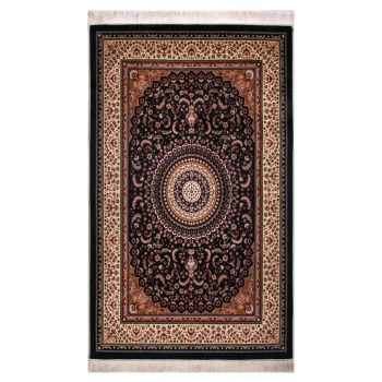 Dywan bambusowy czarno-beżowy z orientalnym wzorem 115 x 70 cm