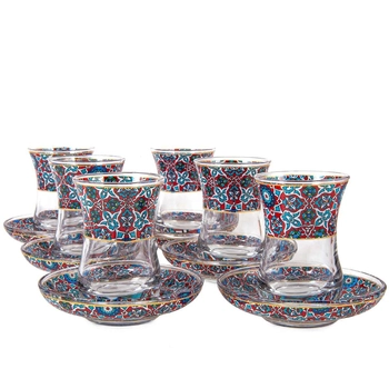 Duży zestaw tureckich szklanek do herbaty - Mozaikowy Blask Orientu