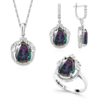 Komplet srebrny z mistycznym topazem Sułtanki Halime