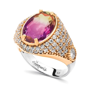 Pierścionek srebrny z ametrynem w stylu ottomańskim