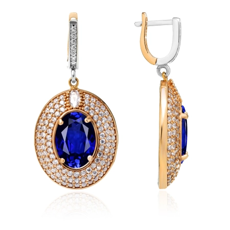 Kolczyki srebrne z szafirem w stylu ottomańskim