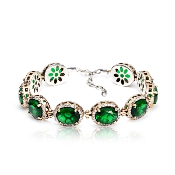 Srebrna bransoletka ze szmaragdem