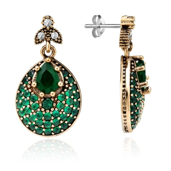 Kolczyki srebrne ze szmaragdem - Kolczyki Ogrodu Nimet