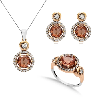 Srebrny komplet biżuterii z zultanitem i cyrkoniami