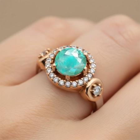 Komplet biżuterii z zielonym turmalinem Paraiba