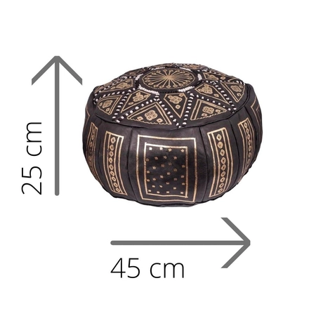 Czarna skórzana pufa z Maroko