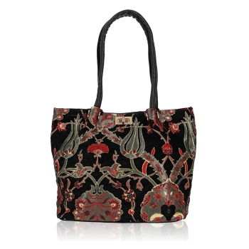 Torebka na ramię shopperka tkana, skóra ekologiczna