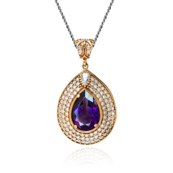 Srebrny naszyjnik z ametystem w stylu ottomańskim