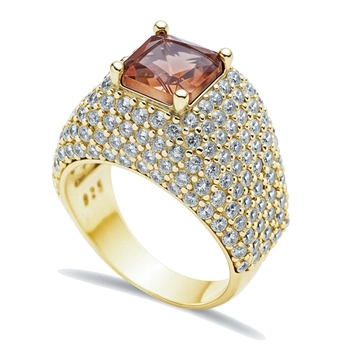 Turecki srebrny pierścionek pokryty złotem z kwadratowym zultanitem