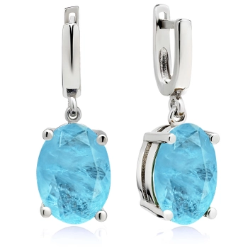 Srebrne kolczyki z niebieskim turmalinem PARAIBA