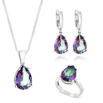 Komplet srebrny z mistycznym topazem