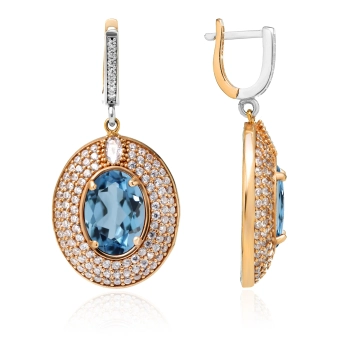 Kolczyki srebrne z błękitnym topazem w stylu ottomańskim