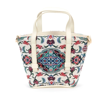 Torebka z gobelinu i ekoskóry - orientalny wzór z medalionem