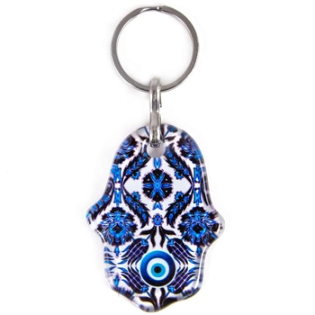 Szklany brelok do kluczy w kształcie ręki fatimy