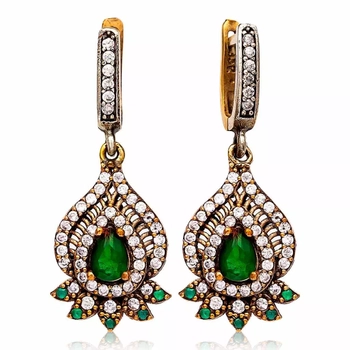 Kolczyki srebrne szmaragdowy tulipan