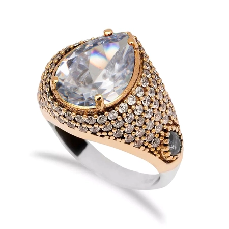Srebrny pierścionek z topazem w stylu ottomańskim