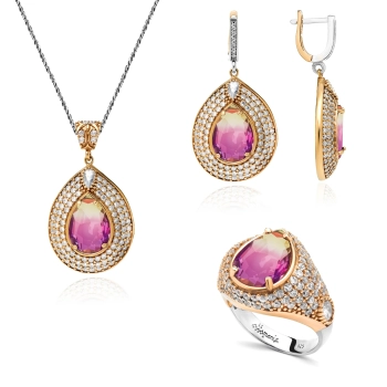 Srebrny komplet z ametrynem w stylu ottomańskim