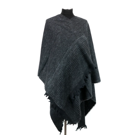 Tureckie ponczo z nacięciem - Cichy Antracyt