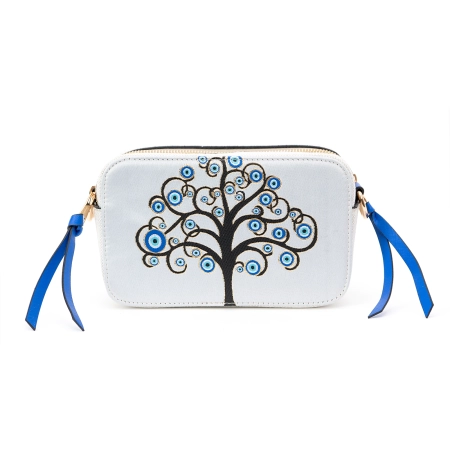 Torebka crossbody z motywem drzewka szczęścia i oka proroka - dwie przegrody
