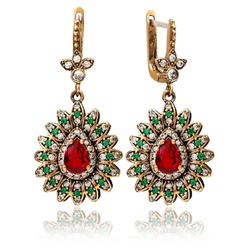 Czerwone łzy sułtanki Hatice - kolczyki srebrne