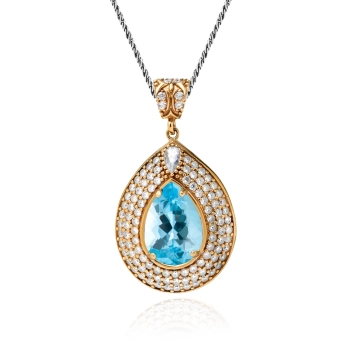 Srebrny naszyjnik z błękitnym topazem w stylu ottomańskim