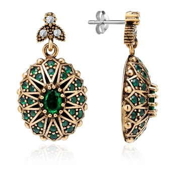 Kolczyki srebrne ze szmaragdem - Kolczyki Natury Nimet