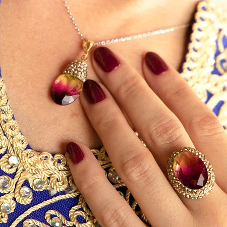 Srebrny komplet z ametrynem - krople znad Bosforu