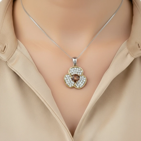 Naszyjnik srebrny z zultanitem i cyrkoniami