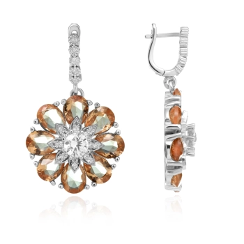 Kolczyki ze srebra 925 z zultanitami w kształcie kwiatu