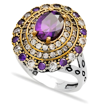 Pierścień srebrny z ametystem