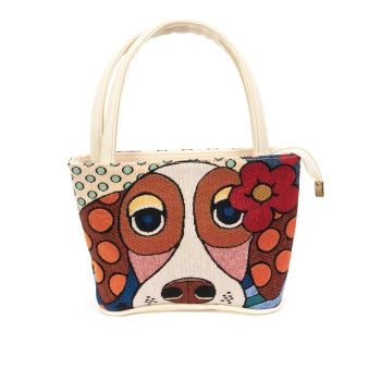 Kolorowa torebka gobelinowa z motywem psa