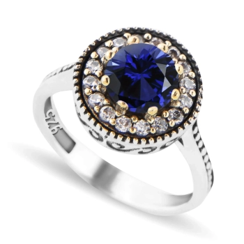 Srebrny pierścień z szafirem