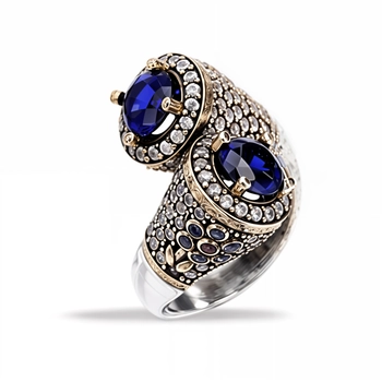 Pierścień kochanków z szafirami