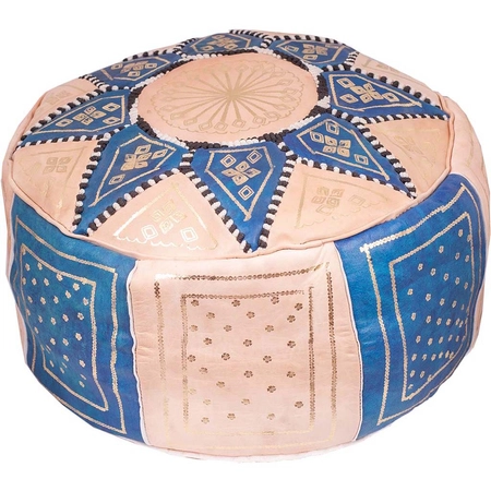 Okrągła marokańska skórzana pufa