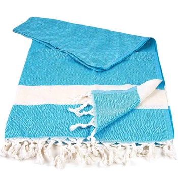 Błękitny miękki ręcznik Peshtemal