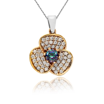 Naszyjnik srebrny z mistycznym topazem i cyrkoniami