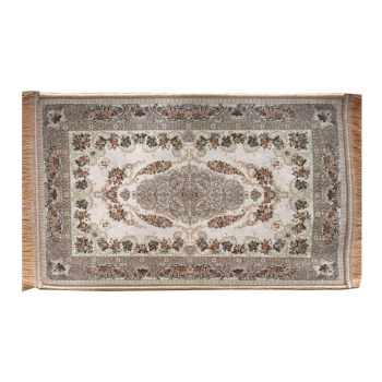 Dywanik dekoracyjny orientalny 45 x 30 cm w odcieniach szarości z kwiatowym wzorem