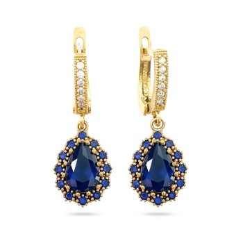 Kolczyki ze srebra 925 i brązu z szafirami