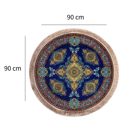 Okrągły dywan orientalny granatowy 90 x 90 cm z bawełny