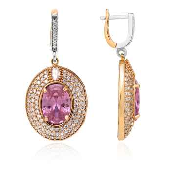 Kolczyki srebrne z różowym topazem w stylu ottomańskim