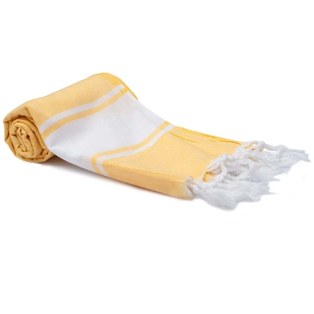 Żółty turecki ręcznik w paski