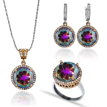 Srebrny komplet z mistycznym topazem